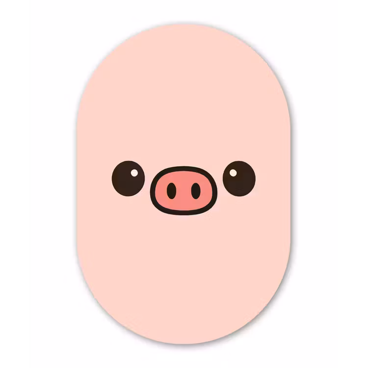 Muurovaal - Kunststof - Varken - Roze - Minimalistisch — 3