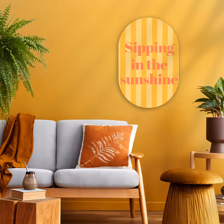 Muurovaal - Kunststof - Gestreept - Geel - Sunshine - Letters — 2
