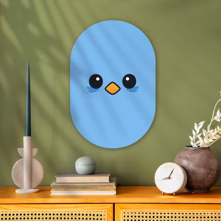Muurovaal - Kunststof - Vogel - Blauw - Eenvoudig — 2