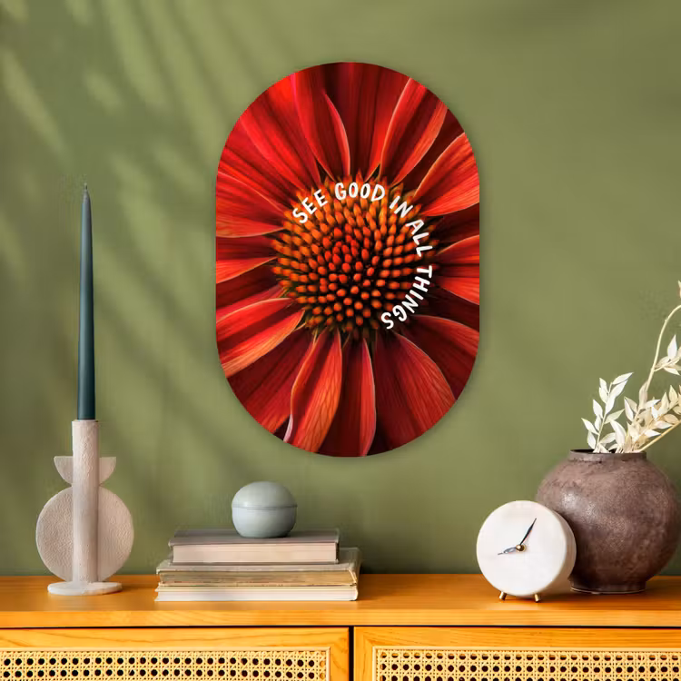 Muurovaal - Kunststof - Close up - Bloem - Quote - Rood — 2