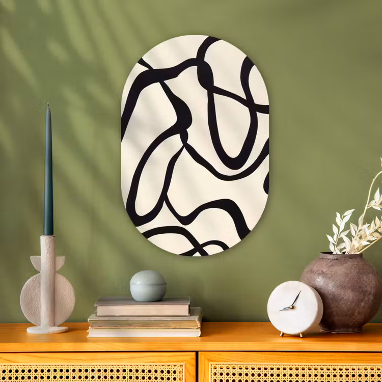 Muurovaal - Kunststof - Abstract - Lijnen - Modern - Beige — 2
