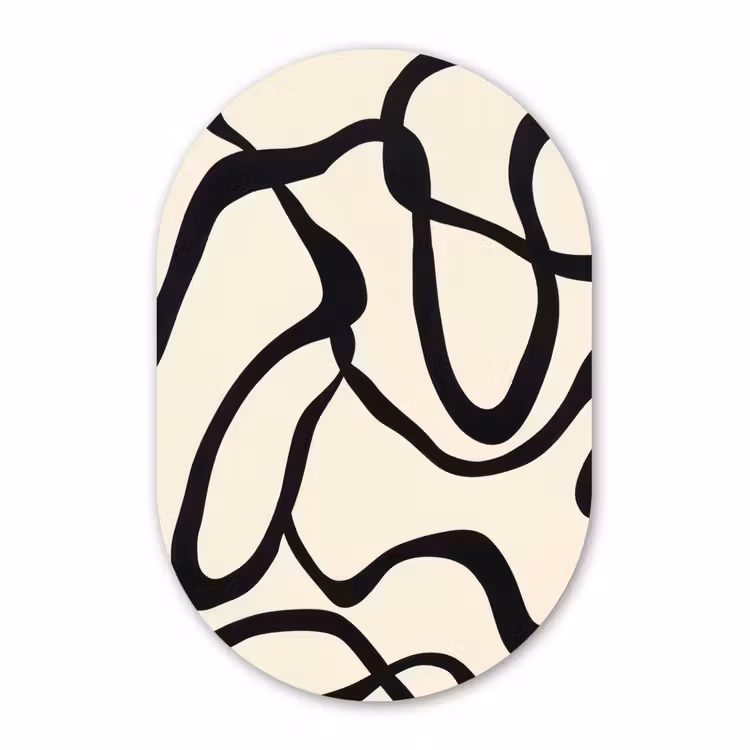 Muurovaal - Kunststof - Abstract - Lijnen - Modern - Beige — 3