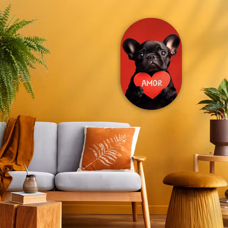 Muurovaal - Kunststof - Amor - Hond - Hartje - Rood — 3