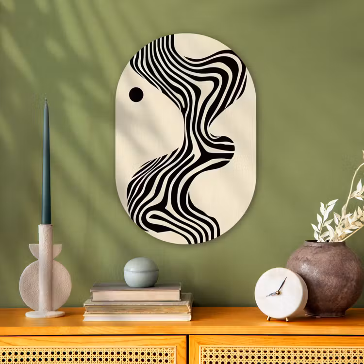 Muurovaal - Kunststof - Beige - Lijnen - Golvend - Abstract — 2