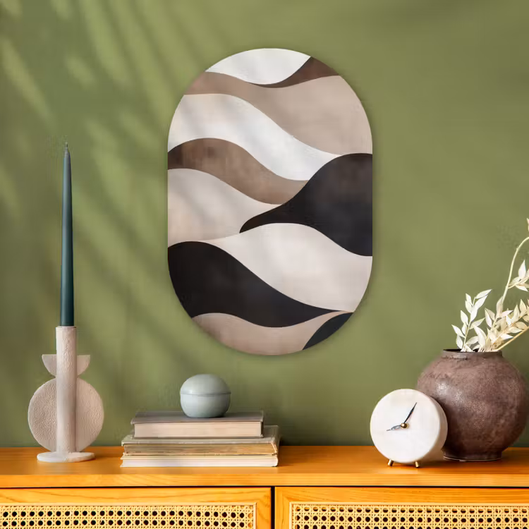 Muurovaal - Kunststof - Golven - Abstract - Beige — 1