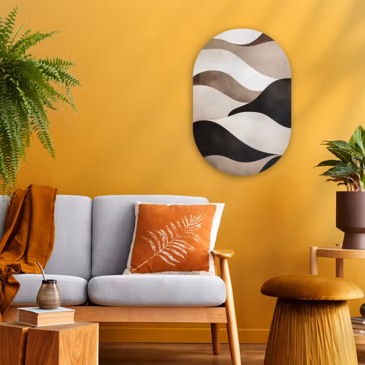 Muurovaal - Kunststof - Golven - Abstract - Beige — 2