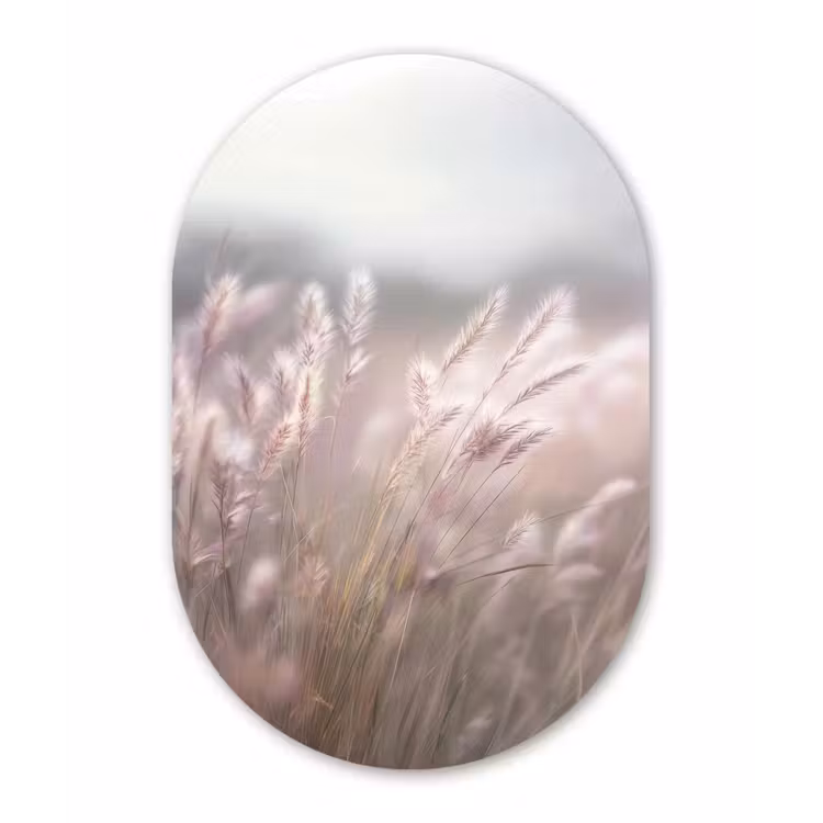 Muurovaal - Kunststof - Graspluimen - Wind - Beige - Mistig — 2
