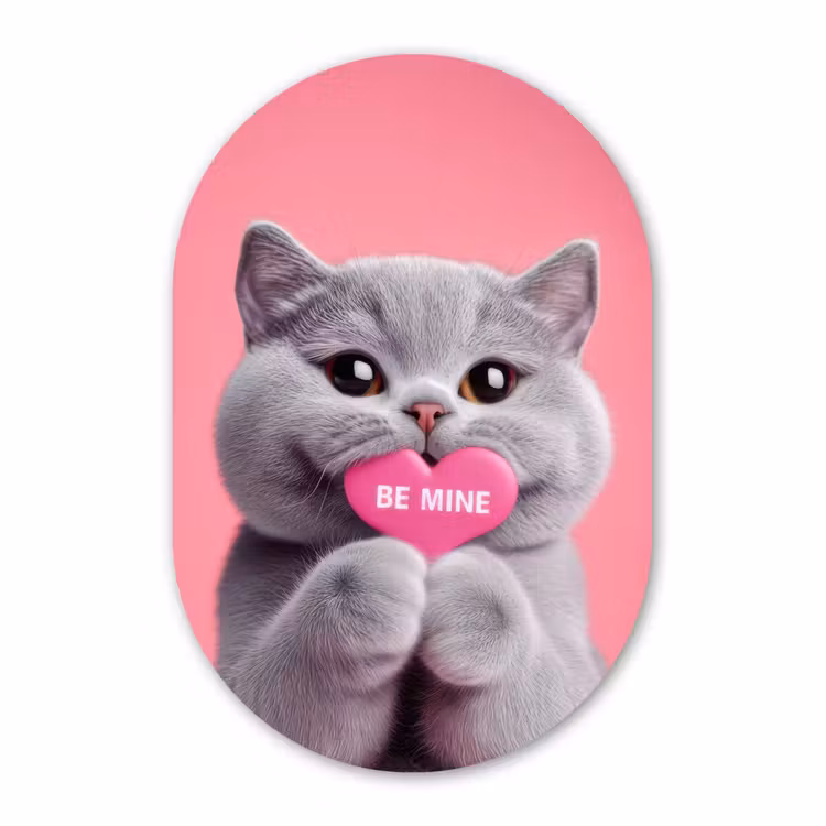 Muurovaal - Kunststof - Kat - Valentijn - Roze - Liefde — 3