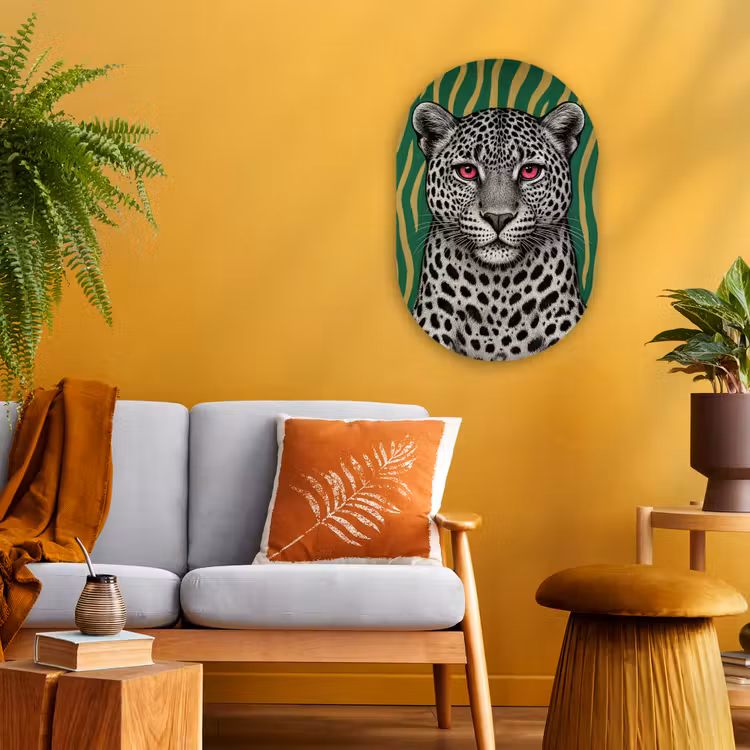 Muurovaal - Kunststof - Panter - Zebrapatroon - Groen — 2