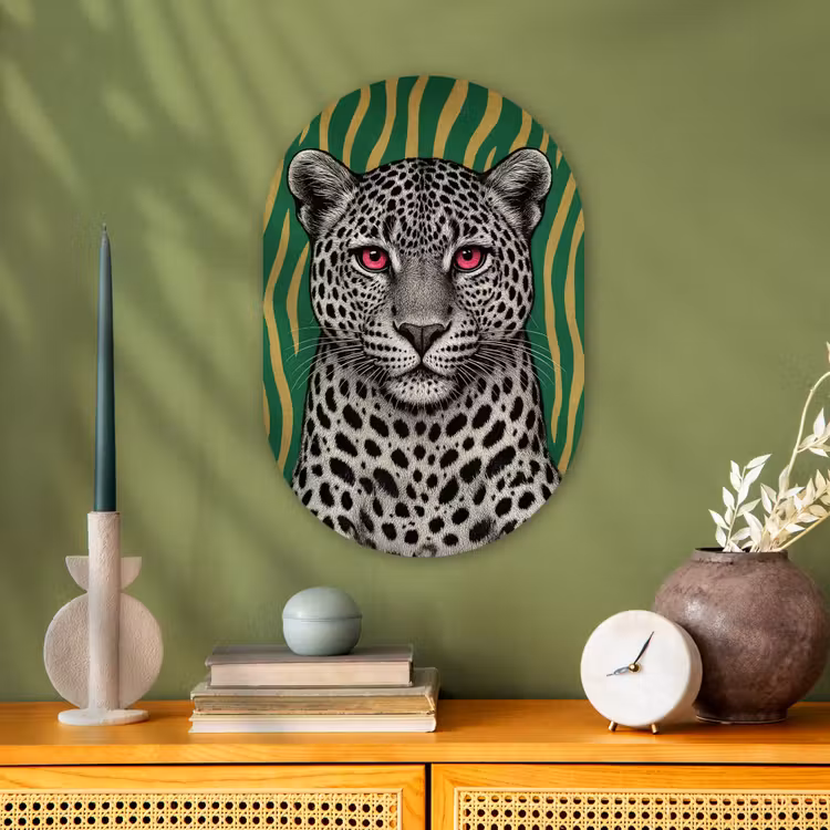 Muurovaal - Kunststof - Panter - Zebrapatroon - Groen — 3