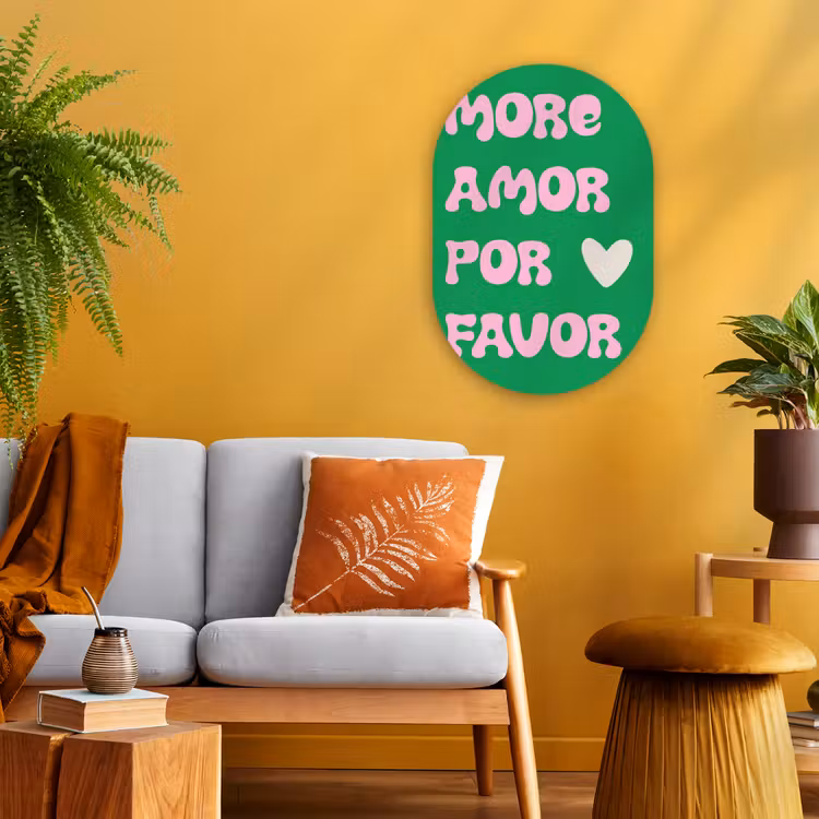 Muurovaal - Kunststof - Amor - Valentijn - Groen - Tekst — 1