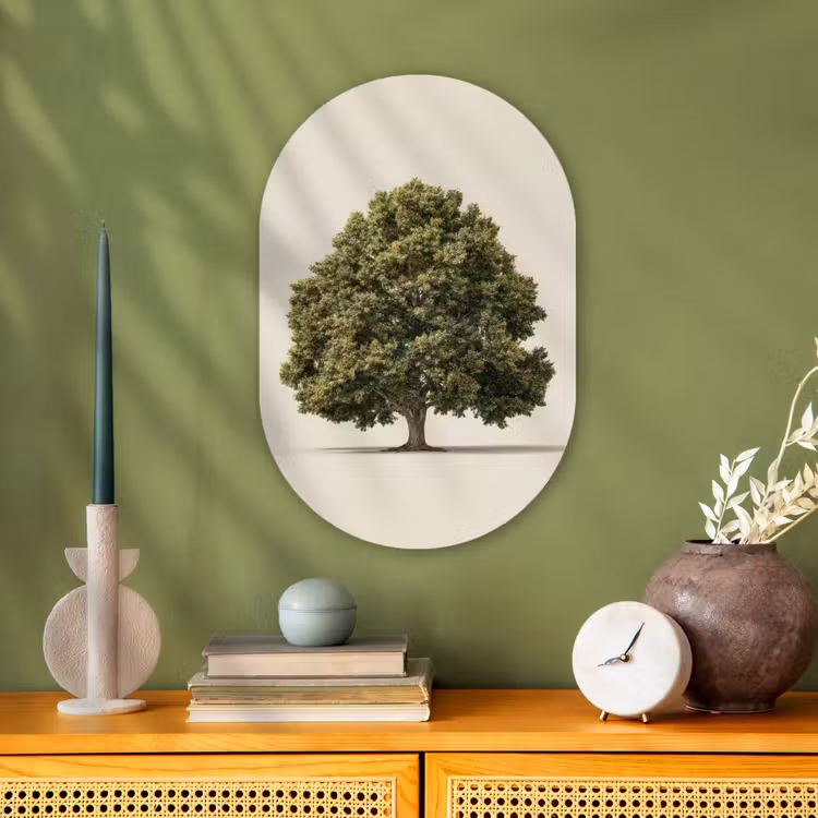 Muurovaal - Kunststof - Eikenboom - Groen - Lichte achtergrond — 2