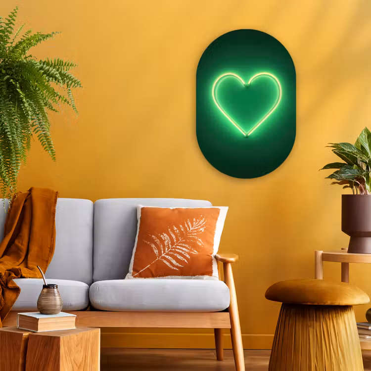 Muurovaal - Kunststof - Neon - Groen - Licht — 1