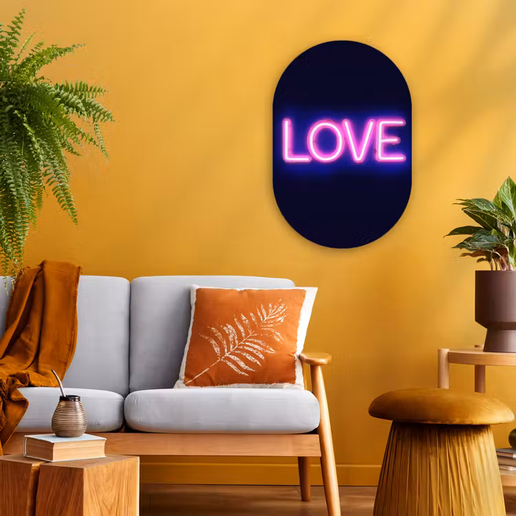 Muurovaal - Kunststof - Neon - Love - Valentijn — 3
