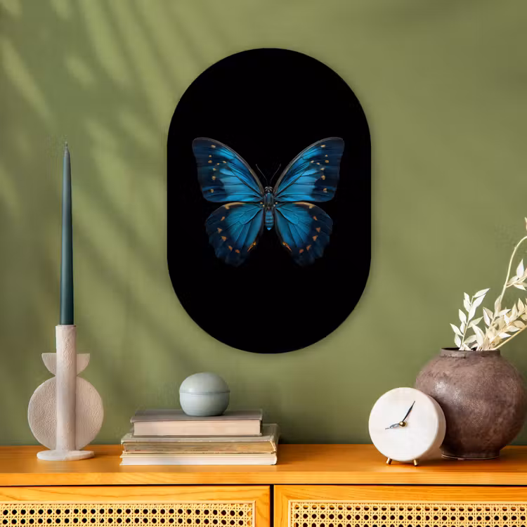 Muurovaal - Kunststof - Vlinder - Blauw - Contrast — 3