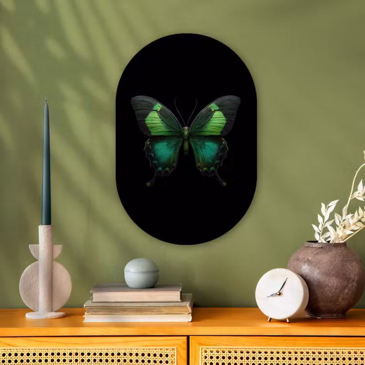 Muurovaal - Kunststof - Vlinder - Groen - Opvallend — 3