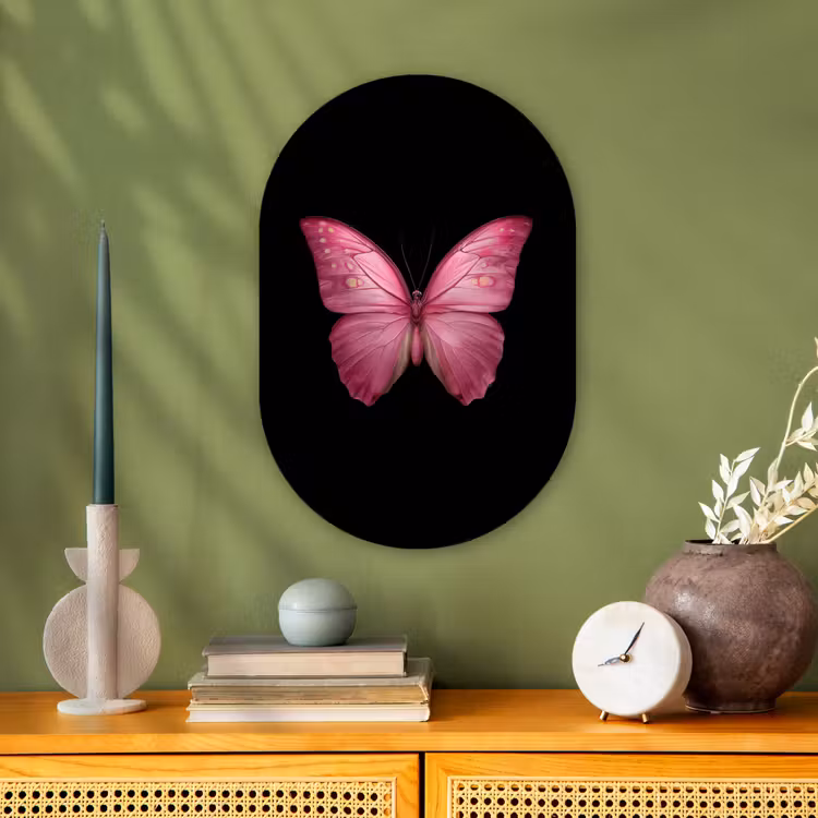 Muurovaal - Kunststof - Vlinder - roze - Elegant — 3