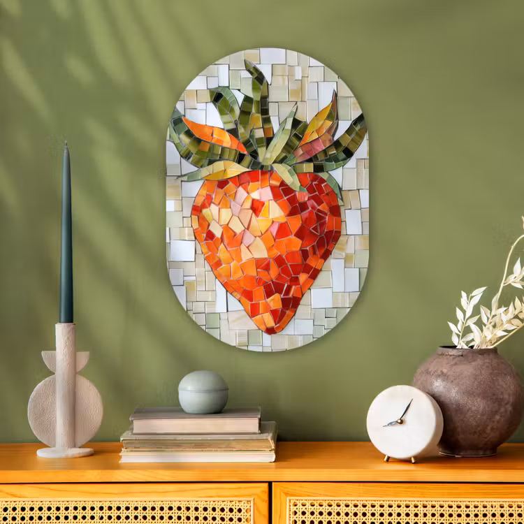 Muurovaal - Kunststof - Aardbei - Rood - Mozaïek - Fruit — 2