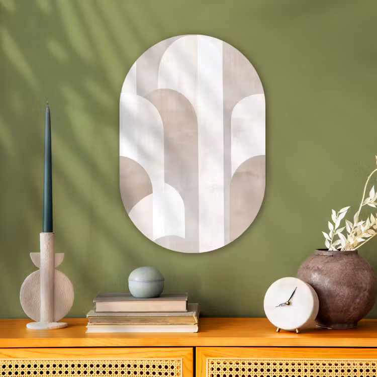 Muurovaal - Kunststof - Abstracte bogen - Modern - Beige — 2