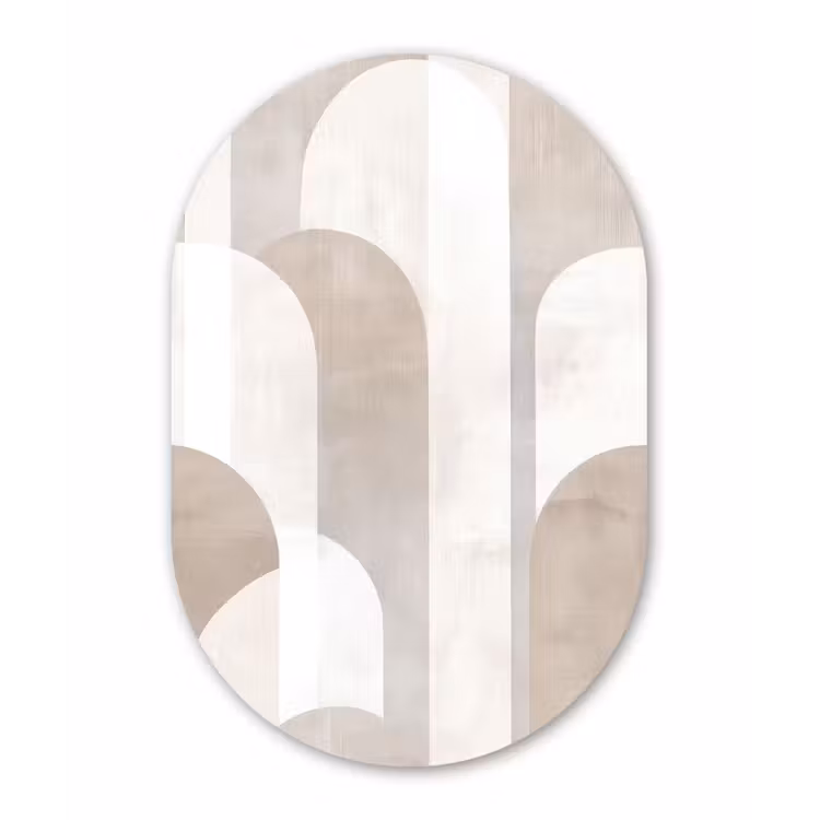 Muurovaal - Kunststof - Abstracte bogen - Modern - Beige — 3