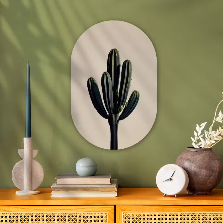 Muurovaal - Kunststof - Cactus - Subtiel - Groen — 2
