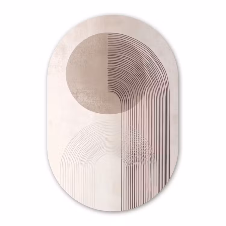 Muurovaal - Kunststof - Minimalistisch - Cirkel - Lichtgrijs — 2