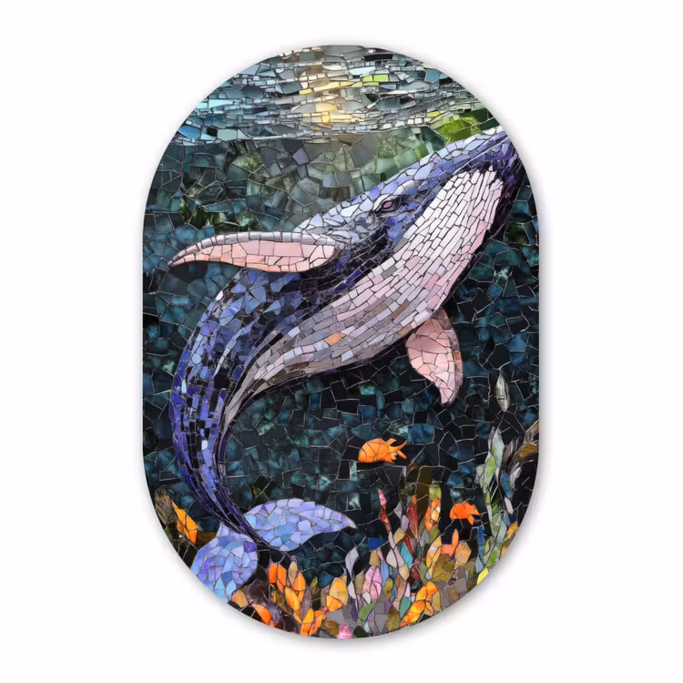 Muurovaal - Kunststof - Mozaïek - Walvis - Koraal - Water — 3
