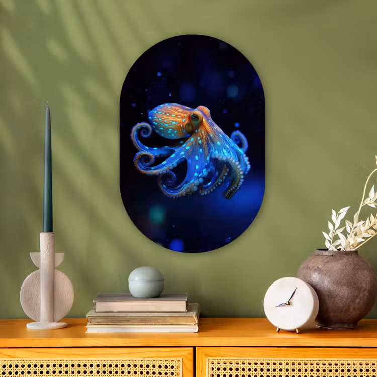 Muurovaal - Kunststof - Octopus - Stippen - Blauw - Zee — 2