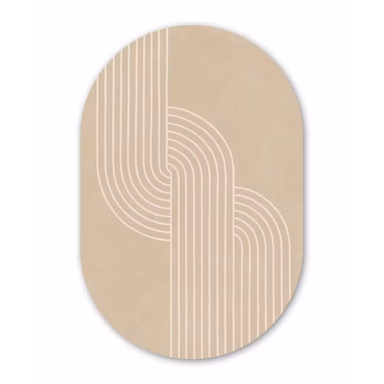 Muurovaal - Kunststof - Parallelle lijnen - Lichte textuur - Beige — 3