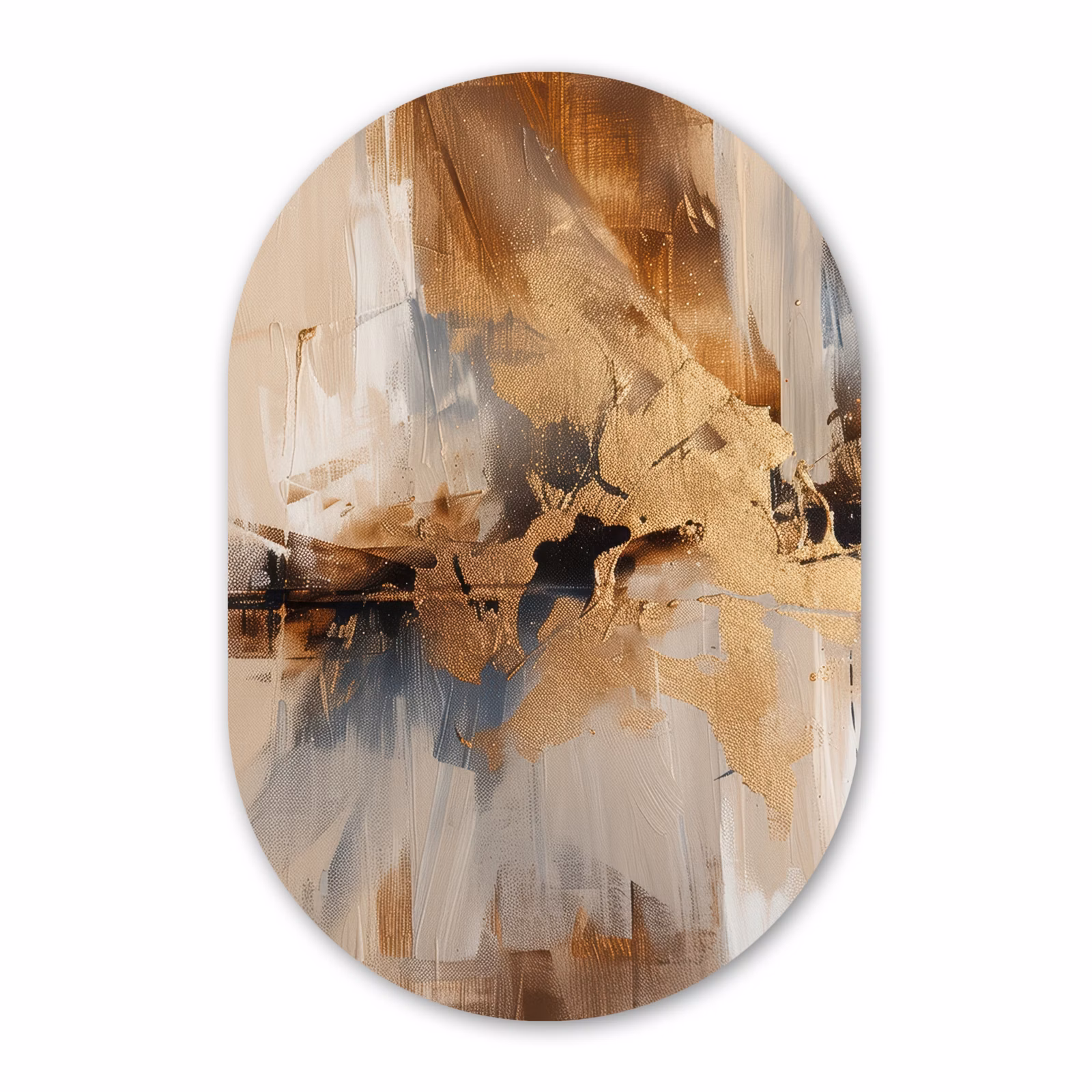 Muurovaal - Kunststof - Modern - Bruin - Abstract - Beige — 1