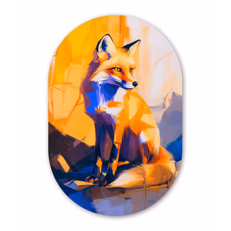 Muurovaal - Glas - Vos - Oranje - Vormen - Abstract — 1