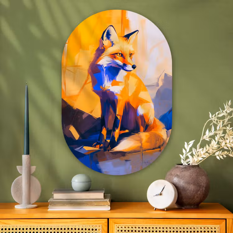 Muurovaal - Glas - Vos - Oranje - Vormen - Abstract — 2