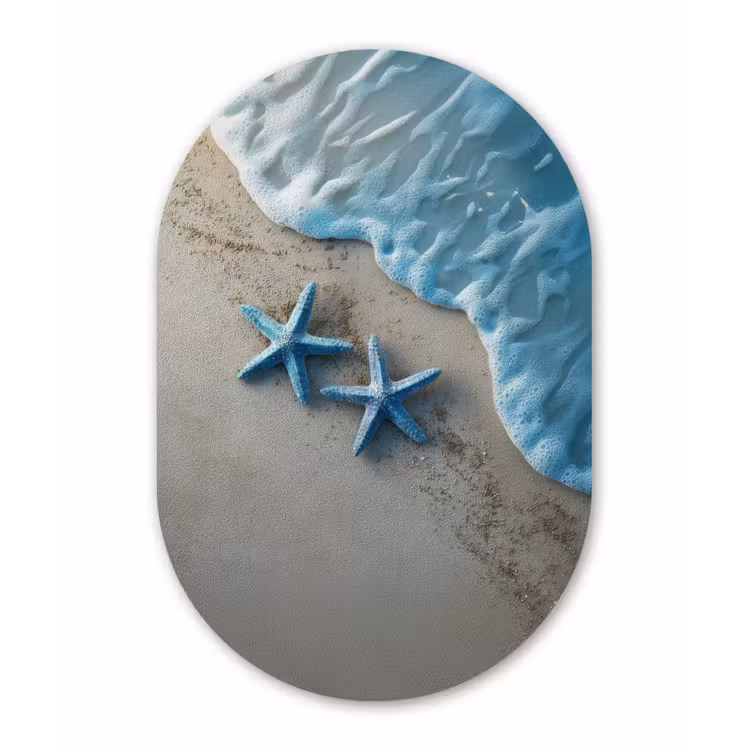 Muurovaal - Glas - Zeesterren - Zand - Zee - Blauw — 1
