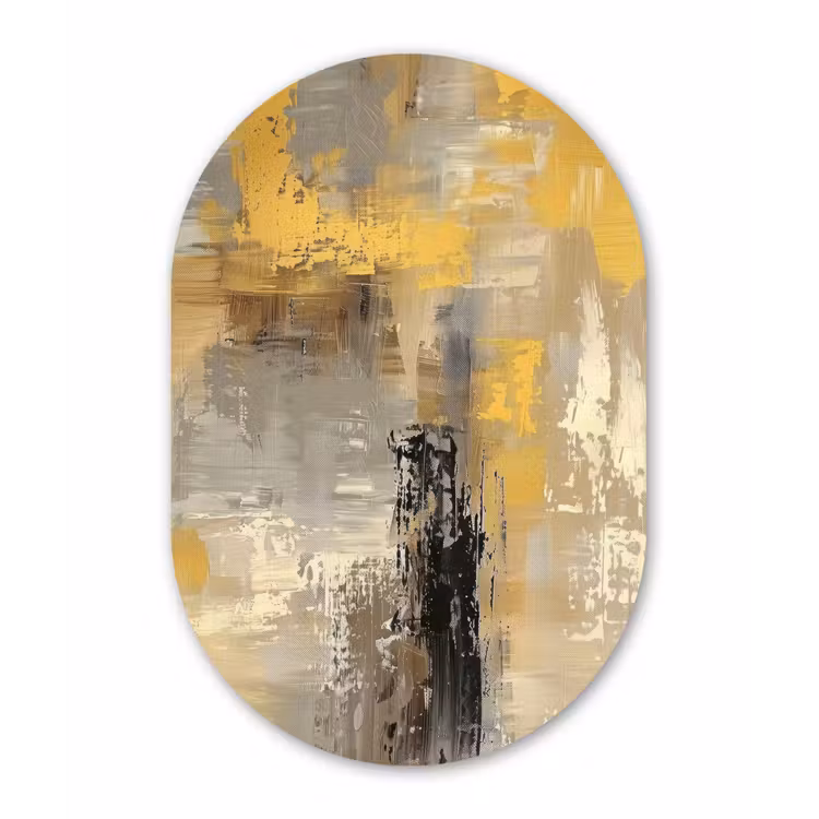 Muurovaal - Kunststof - Abstract - Geel - Modern - Beige — 3