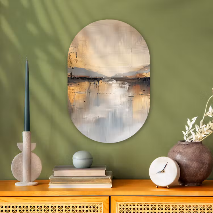 Muurovaal - Kunststof - Abstract - Modern - Beige - Aesthetic - Goud — 2