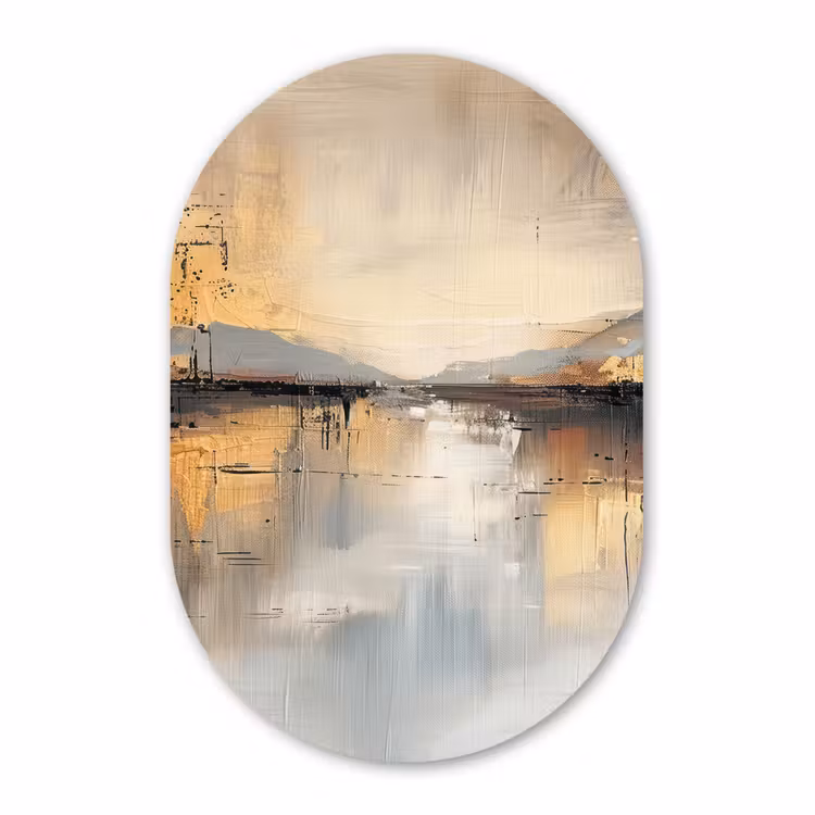 Muurovaal - Kunststof - Abstract - Modern - Beige - Aesthetic - Goud — 3
