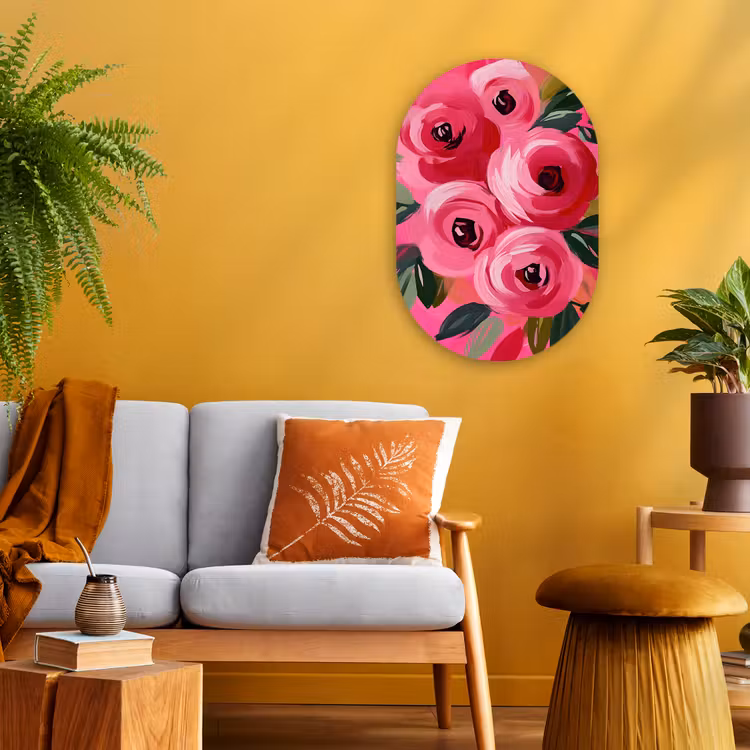 Muurovaal - Kunststof - Bloemen - Verf - Roze — 2