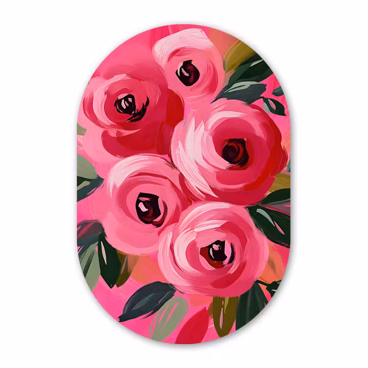 Muurovaal - Kunststof - Bloemen - Verf - Roze — 3