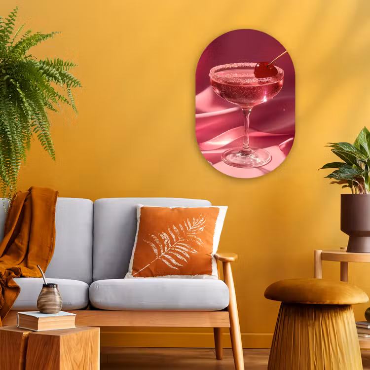 Muurovaal - Kunststof - Cocktail - Pink - Luxe — 1