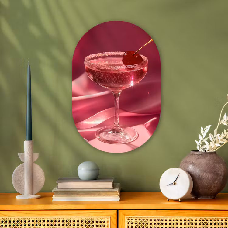 Muurovaal - Kunststof - Cocktail - Pink - Luxe — 2