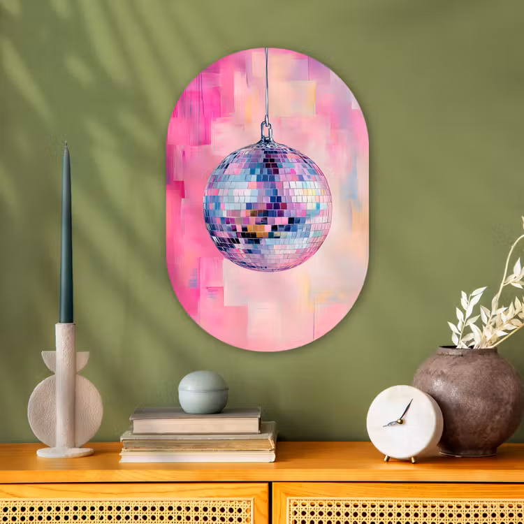 Muurovaal - Kunststof - Discobal - Pink - Verf — 1