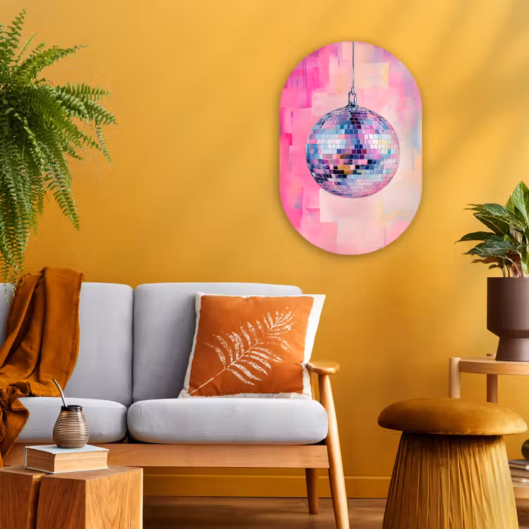 Muurovaal - Kunststof - Discobal - Pink - Verf — 2