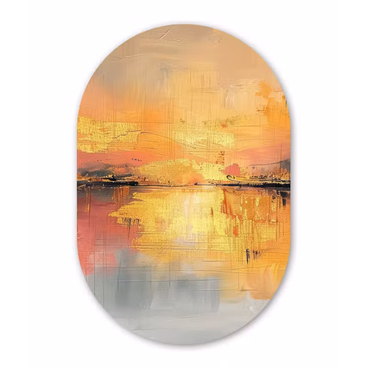 Muurovaal - Kunststof - Modern - Abstract - Goud - Roze — 2