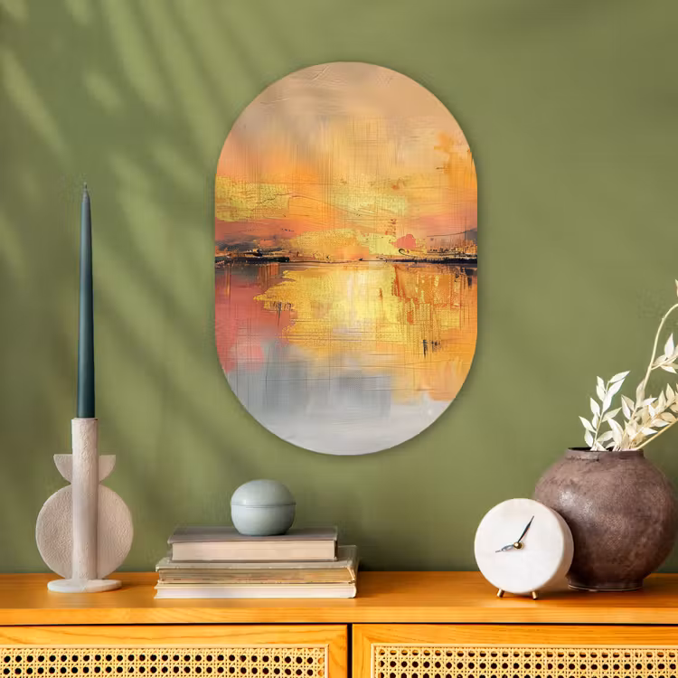 Muurovaal - Kunststof - Modern - Abstract - Goud - Roze — 3