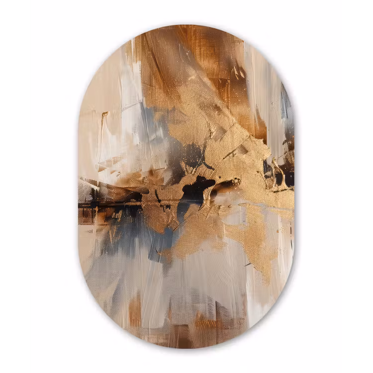 Muurovaal - Kunststof - Modern - Bruin - Abstract - Beige — 1