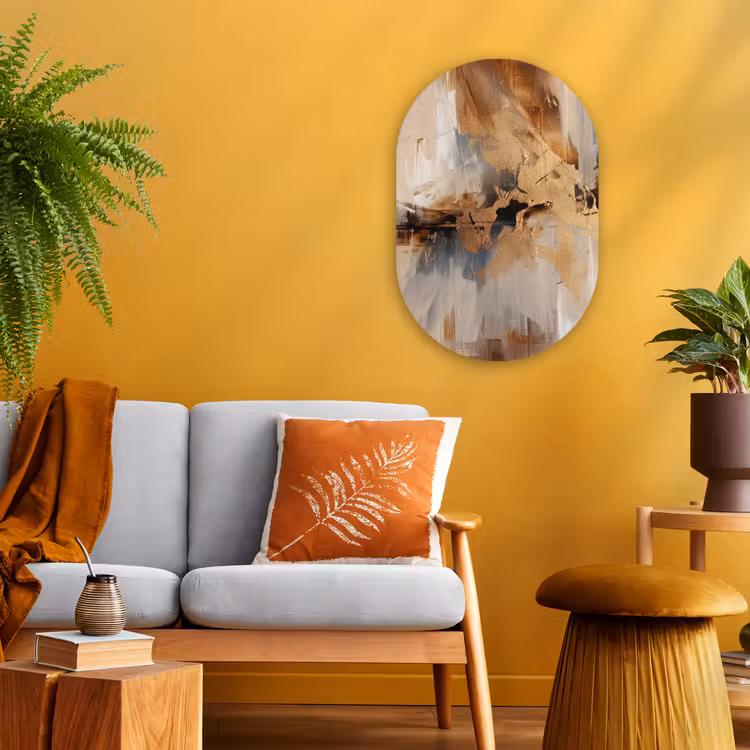 Muurovaal - Kunststof - Modern - Bruin - Abstract - Beige — 2