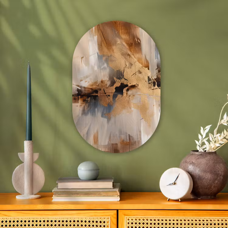 Muurovaal - Kunststof - Modern - Bruin - Abstract - Beige — 3