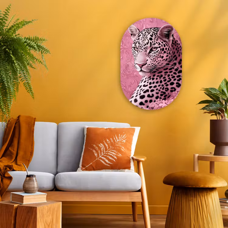 Muurovaal - Kunststof - Panter - Luxe - Roze — 1