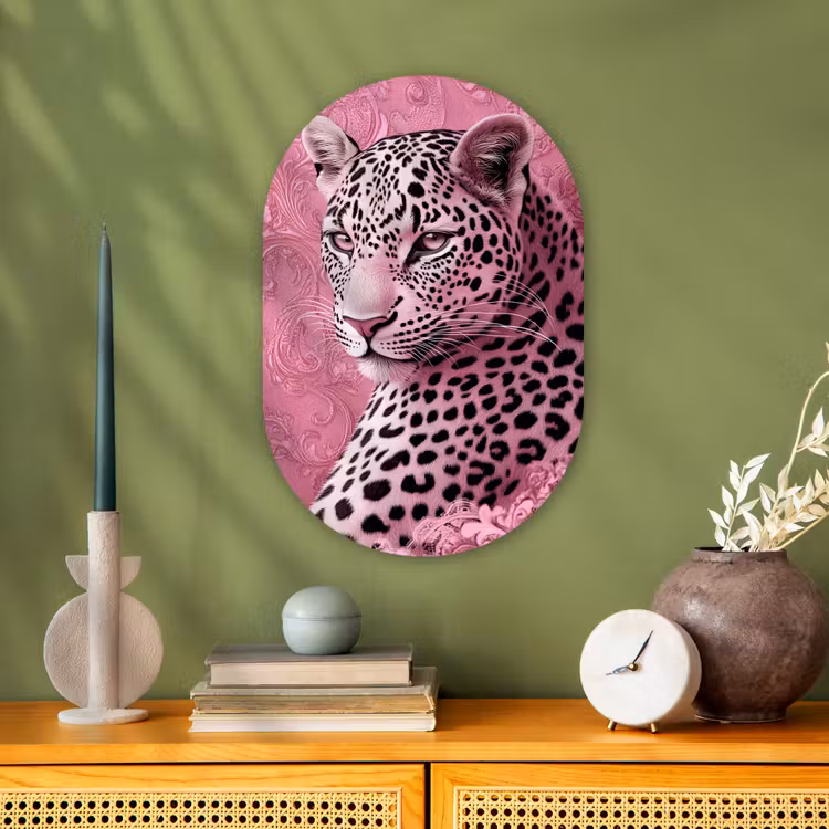 Muurovaal - Kunststof - Panter - Luxe - Roze — 2