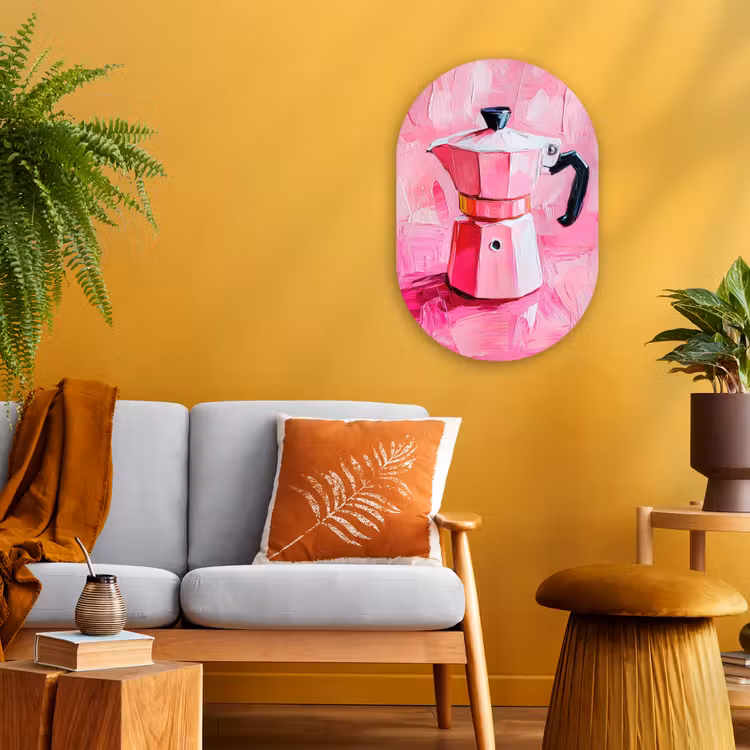 Muurovaal - Kunststof - Roze - Verf - Coffee — 1